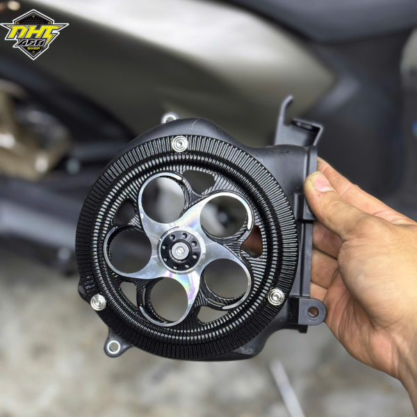 QUẠT CNC XOAY GẮN VISION, SCOOPY (MÀU ĐEN CNC)